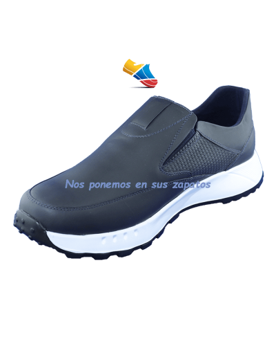 Zapatos  Calce fácil Hombre.  Smart Casual en cuero Slip On – Zapatilla de Vestir 0501-2213 Azul