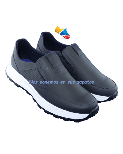 Zapatos  Calce fácil Hombre.  Smart Casual en cuero Slip On – Zapatilla de Vestir 0501-2213 Azul