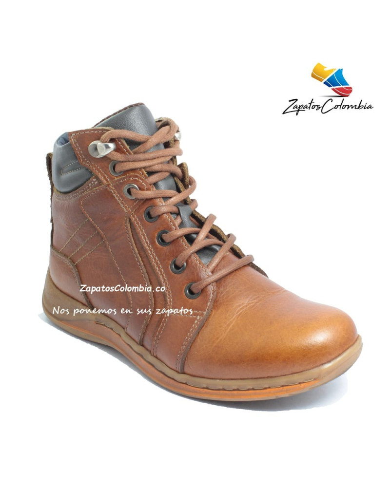Bota Urbana de Amarrar en Cuero Miel para Dama, 0702