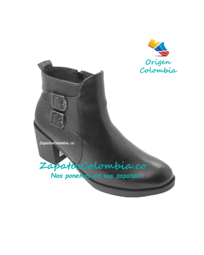 Botín en Cuero Negro, Dama, 2518-0986