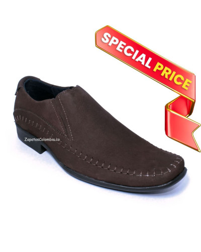 Zapatos Elegantes Hombres, Nobuck Café Mocasín 1805 En Descuento