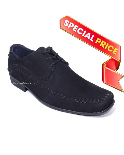 Zapato Elegante Hombres, Nobuck Negro Amarrar 1806 En Descuento