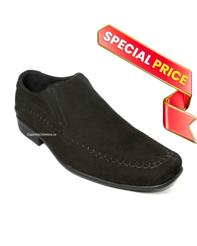 Zapato Casual Hombres, Nobuck Negro Mocasín 1805 Oferta