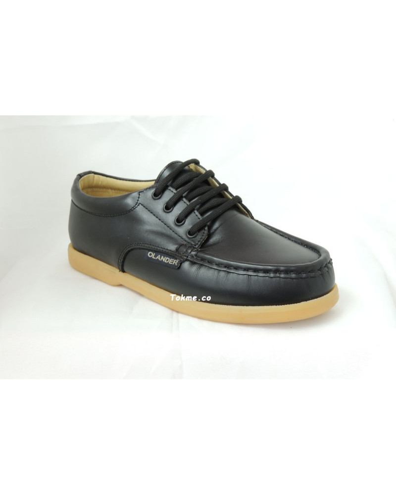 Colegiales Zapatos en Cuero Negro 0310 Olander- Raiders
