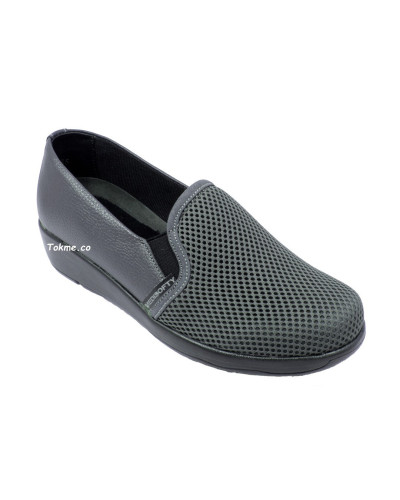 Zapatos suaves Mocasines Dama Medisofty Cuero + Malla, 6525 Gris
